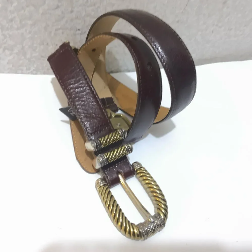 Brighton Women's Brown Leather Belt Buckle  Charm 43409 Two Tone